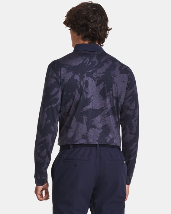 Men's UA Playoff Jacquard Long Sleeve Polo, Blue, pdpMainDesktop image number 1